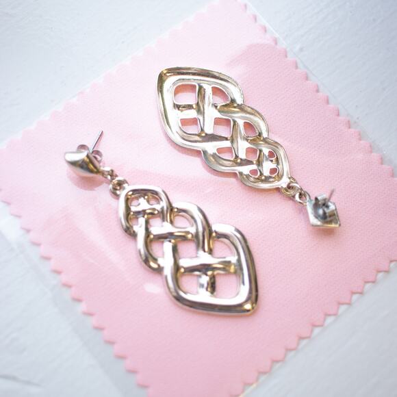 Braided Silver Dangly Earrings - Picture 2 of 4